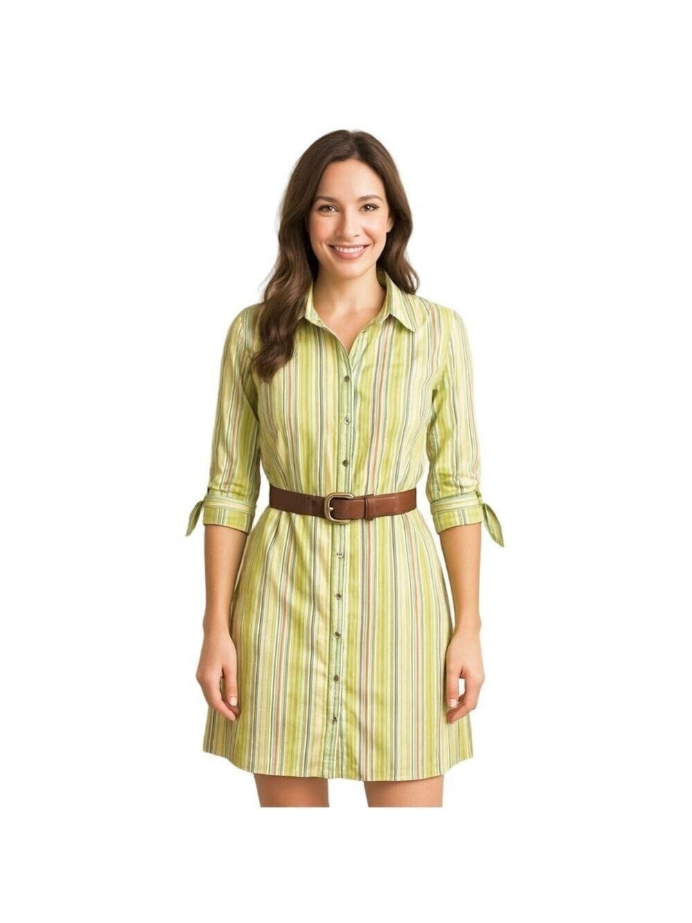 WHISTLES LONDON Striped Shift Shirtdress with Tie Sleeves